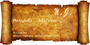 Metykó János névjegykártya
